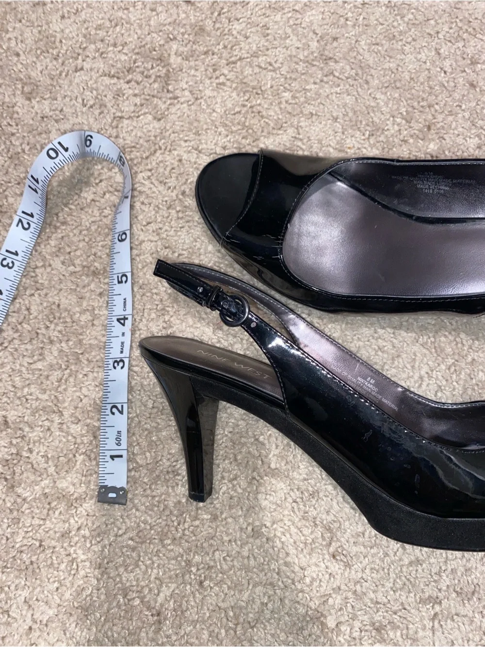 Nine West Black Peep-Toe Slingback Heels